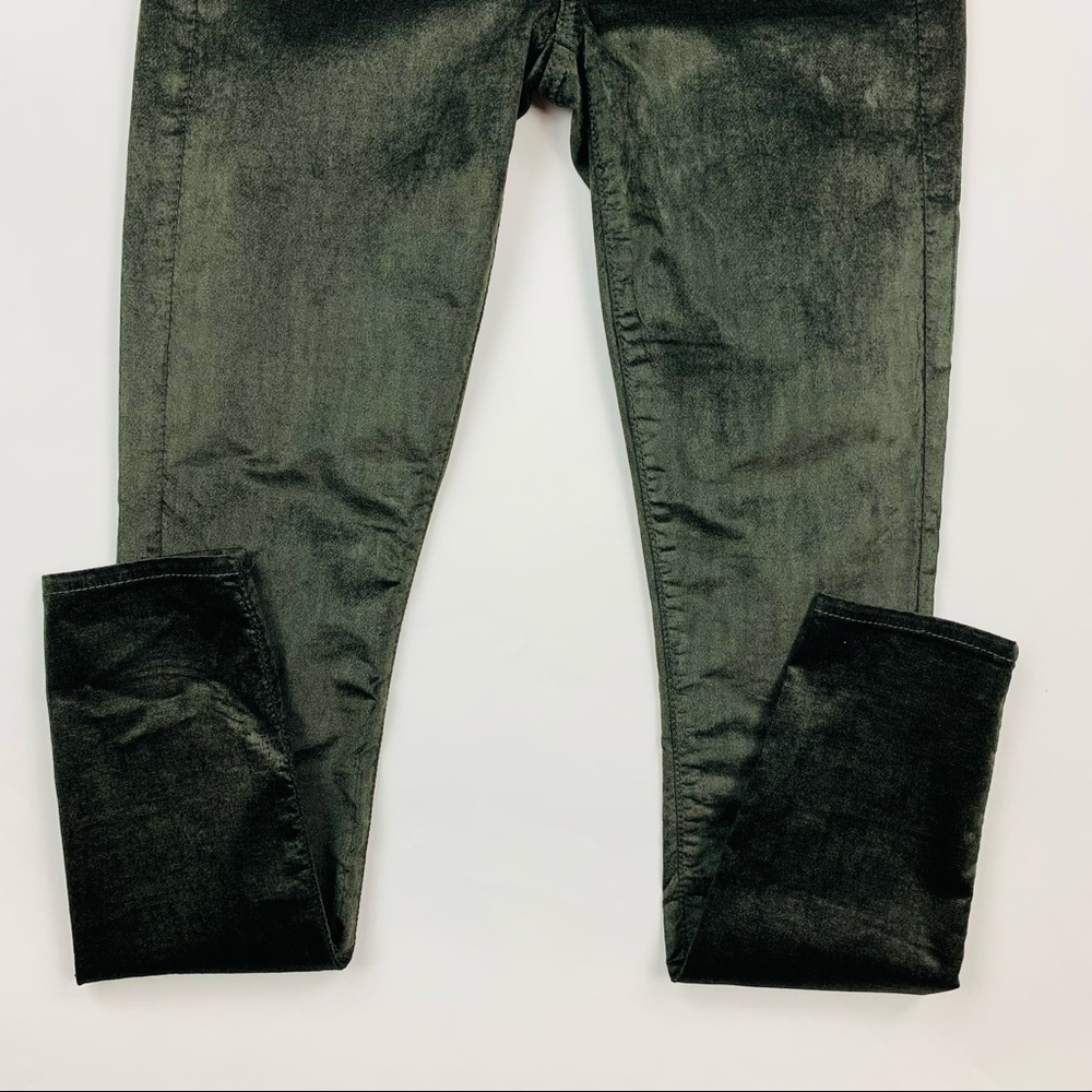 7 For All Mankind Green Velvet Skinny Jeans Sz 24 - Picture 4 of 10